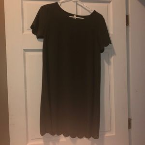 Olive green dress with scalloped hem. Size small